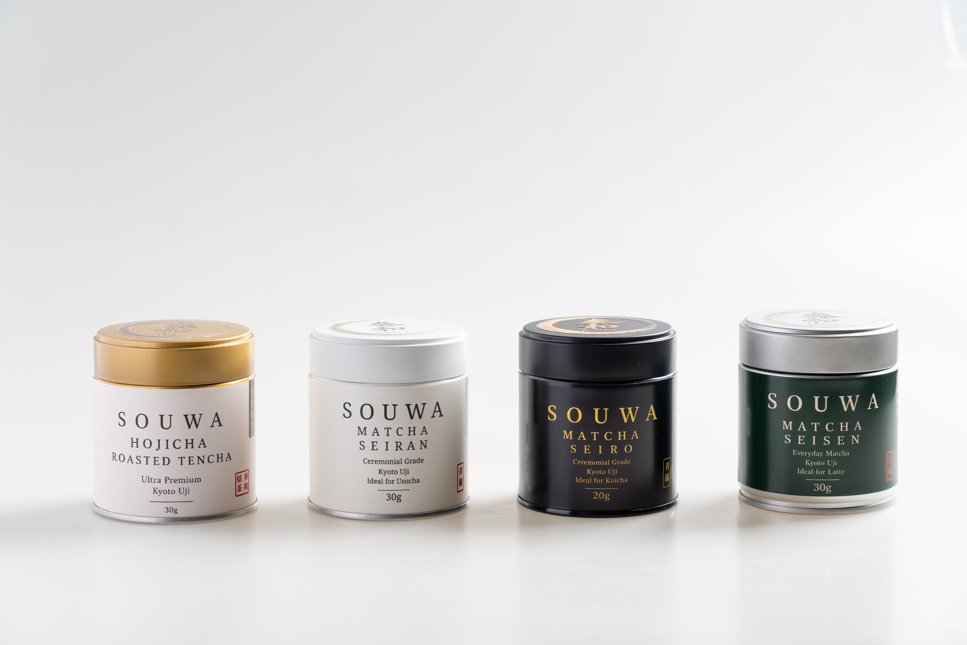 SOUWA Hojicha, Matcha Seiran, Matcha Seiro and Matcha Seisen